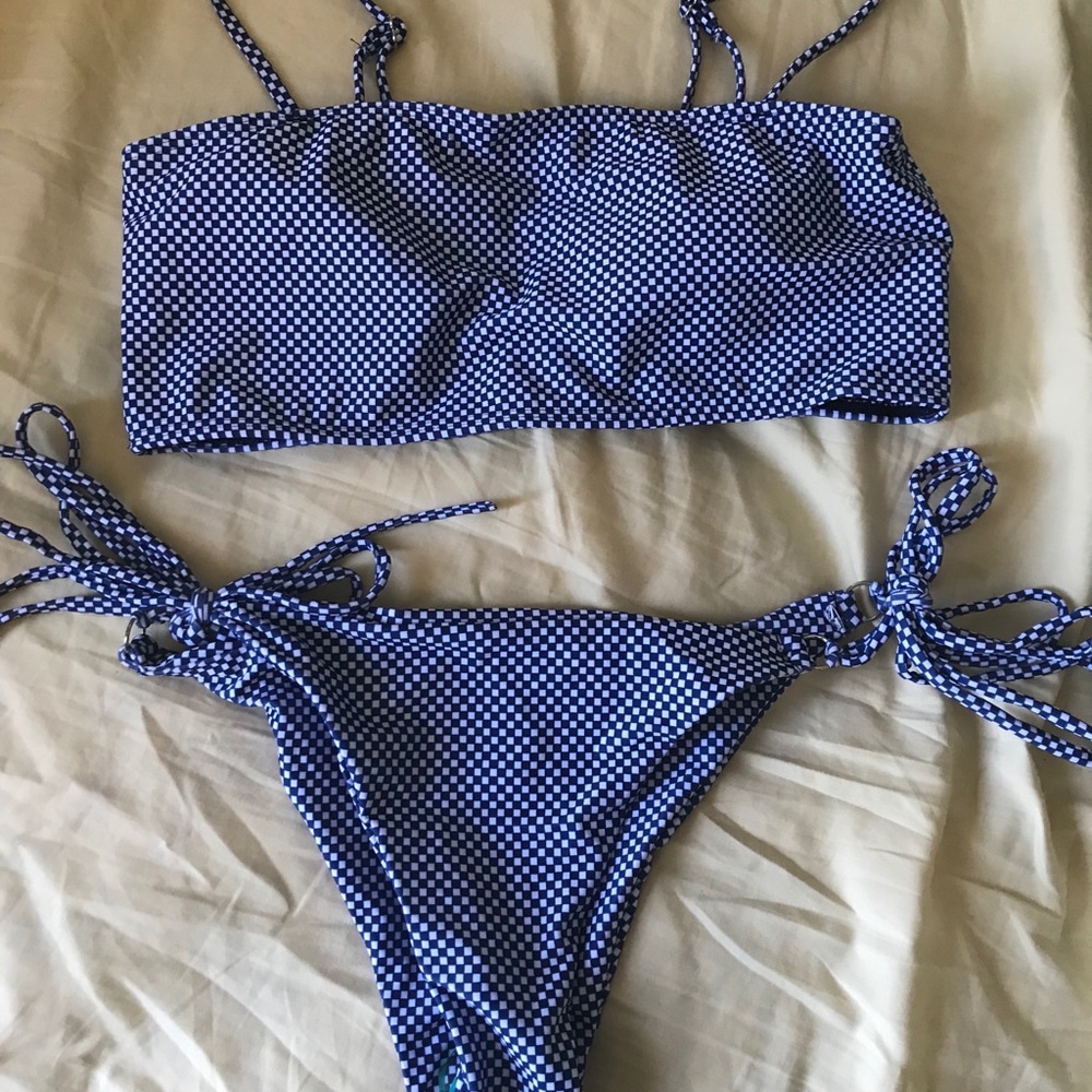Cute blue and white bikini